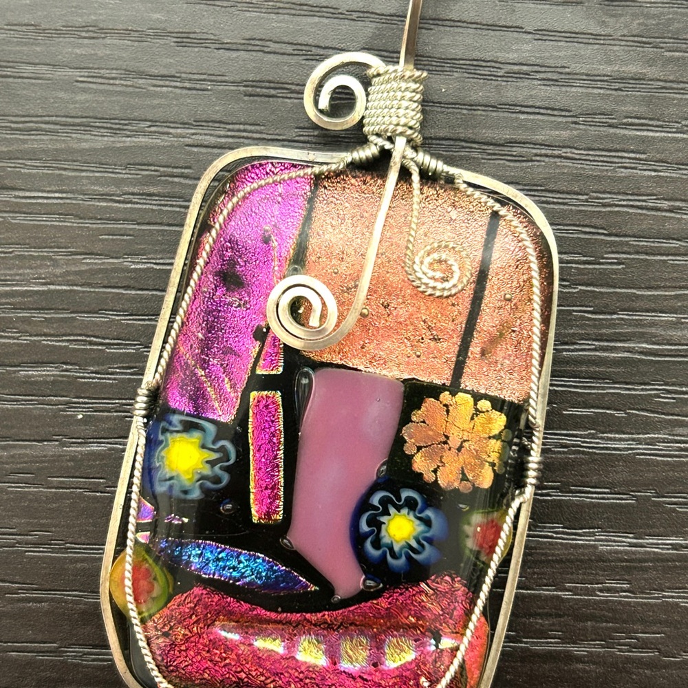 Colorful Wire Wrapped Pendant